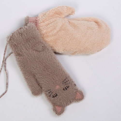 Варежки "Котики" (коричневые)