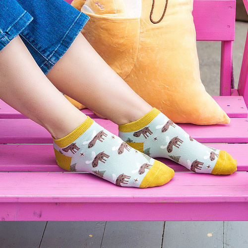 Носки короткие "Лоси" (желто-голубые)