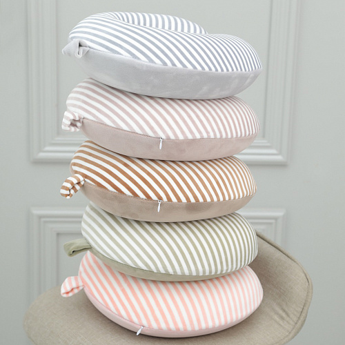 Подушка для путешествий "Полосочки", Memory Foam  (розовая пудра)