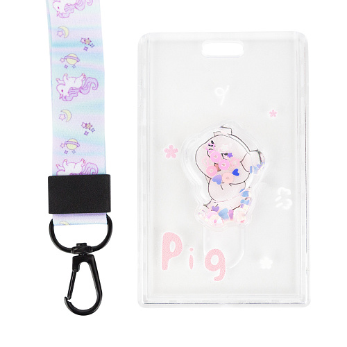 Бейдж на ленте с карабином (свинка)