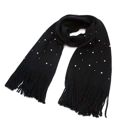 Шарф с бусинами (черный)