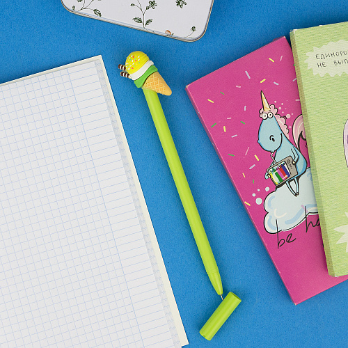 Ручка "Мороженое-рожок" (зеленая c желтым)