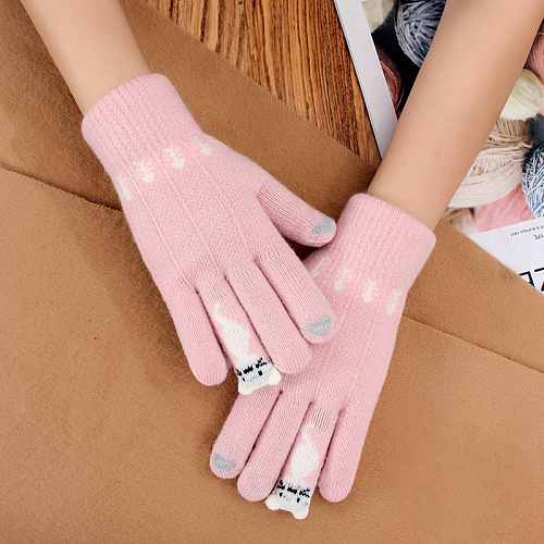 Перчатки сенсорные "Котик Ми", розовые