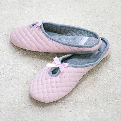 Тапочки с бантом стеганые (розовые)