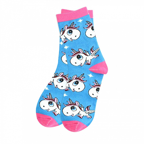 Носки "Радужные единороги" (голубые)