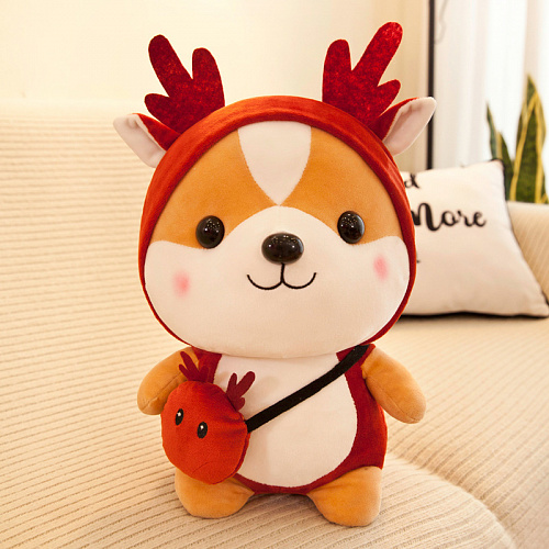 Игрушка-подушка "Корги в кигуруми" (олень), 25 см