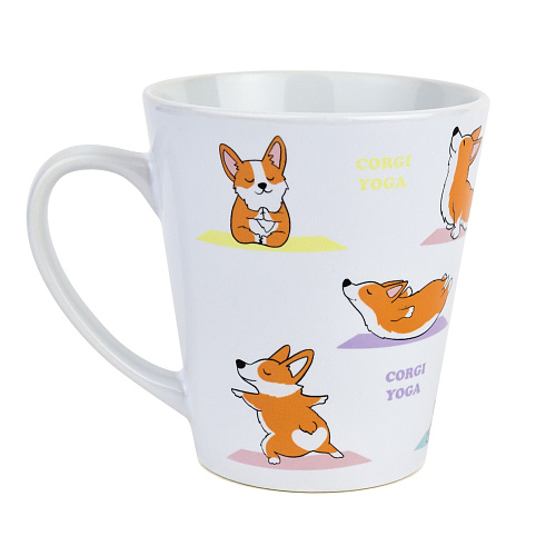 Кружка латте малая "Корги йога"