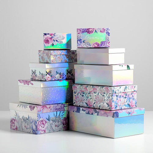 Подарочная коробка «Цветы - Металлик», 28 х 18,5 х 11,5 см