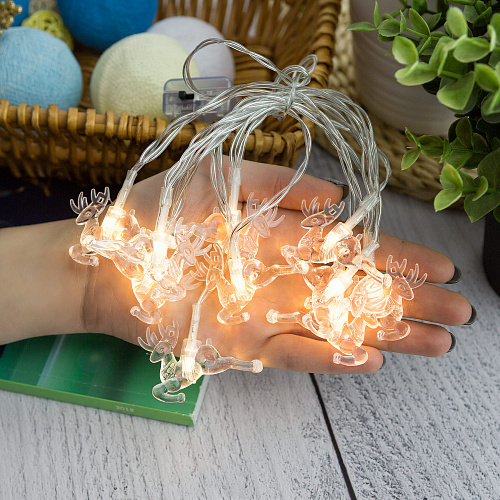Гирлянда "Олени " LED, батарейка