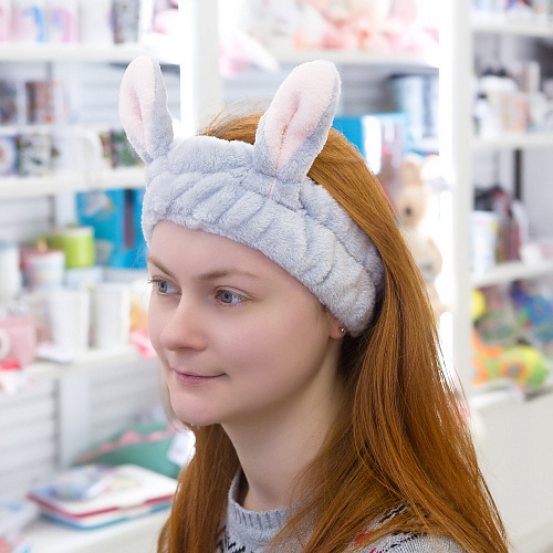 Повязка на голову "Заячьи уши", серый