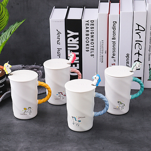 Кружка с ложкой "Единорожек" (голубая)