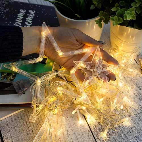 Гирлянда "Звездопад" 2,5м, (6 больших и 6 маленьких) 220V 