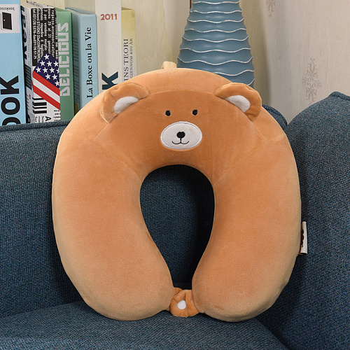 Подушка для путешествий "Собачка с ушками", Memory Foam (коричневая)