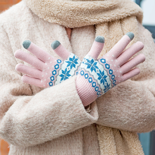 Перчатки сенсорные "Норвежские", розовые