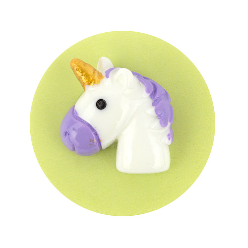 Держатель для телефона/попсокет "Голова единорога" (фиолетовый на желтом)