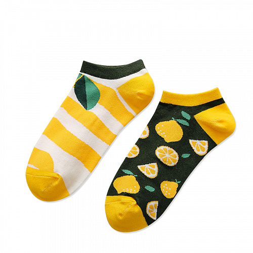 Носки короткие "Лимоны и полоски"