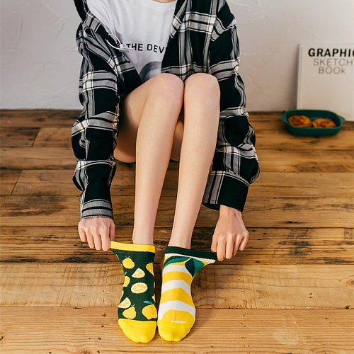 Носки короткие "Лимоны и полоски"