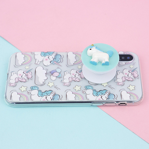 Держатель для телефона/попсокет "Единорожка" (синий на зеленом)