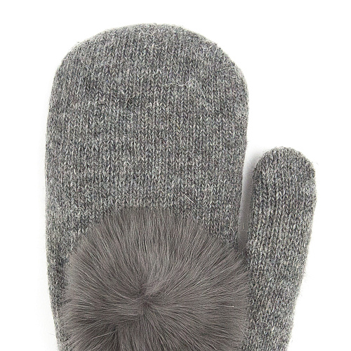 Варежки с помпоном (серые)