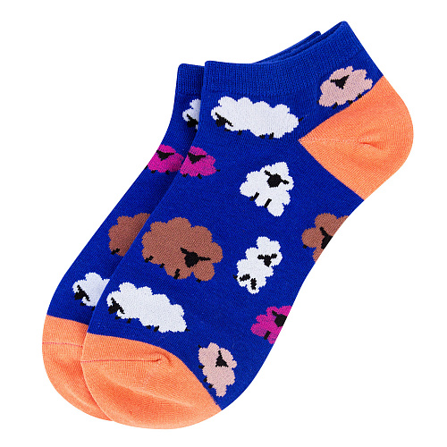 Носки короткие "Овечки" (сине-розовые)