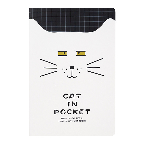 Тетрадь "Сat in pocket" (белый с желтыми глазами)