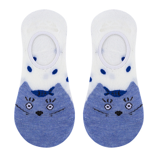 Носки "Мордашки" голубые (кот с рыбкой)