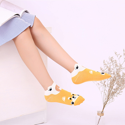 Носки короткие "Собачка" (оранжевые)