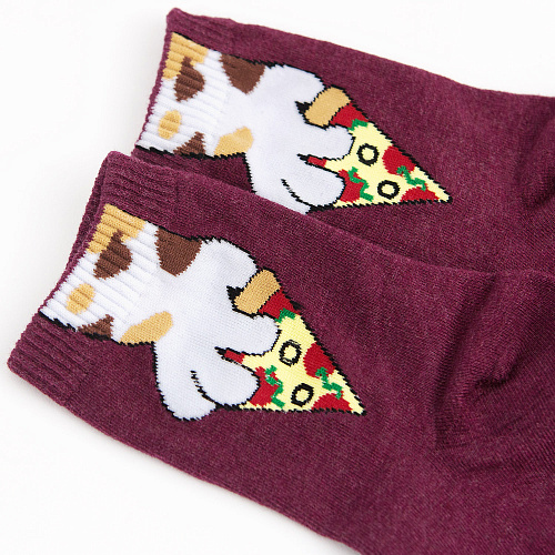 Носки "Лапка с едой" (красный)