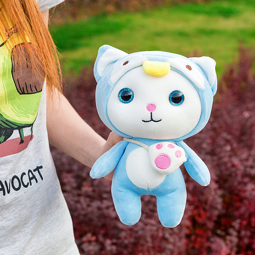 Игрушка-подушка "Котя в кигуруми" (голубой) 24см