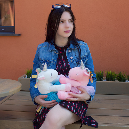 Игрушка-подушка "Единорожка в юбочке" (голубой)