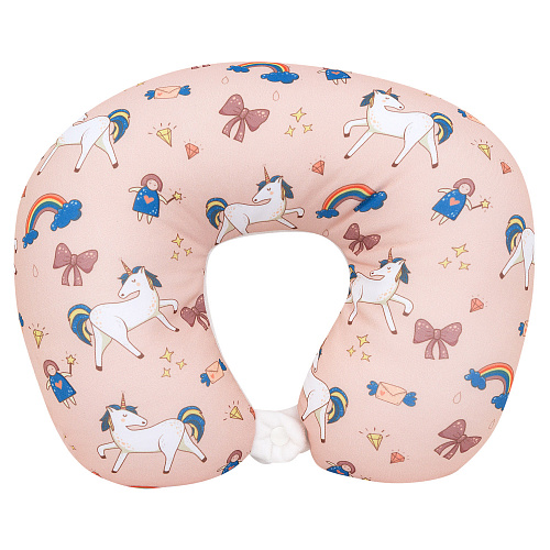 Подушка для путешествий "Единороги и радуги" (розовая)
