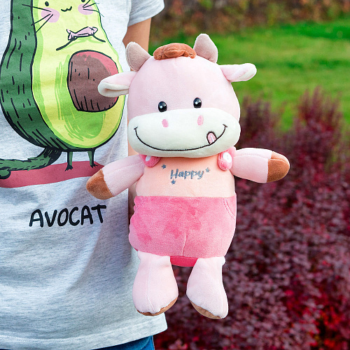 Игрушка-подушка "Бычок Тим" 25 см розовый