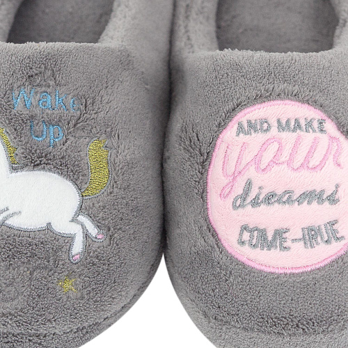 Тапочки "Мечты о единороге" (серые)