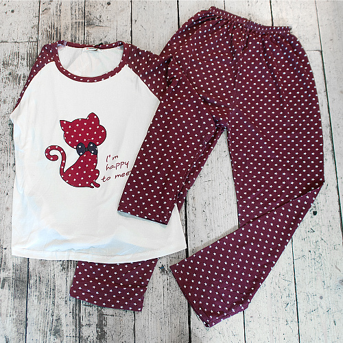 Пижама "Spotted cat" (бордовая)