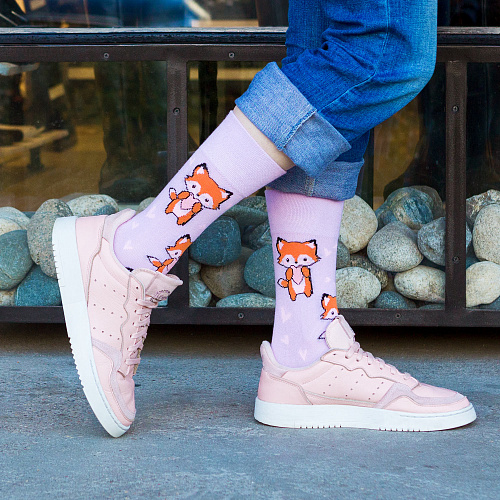 Носки "Лисы с сердечками", разм.35-39