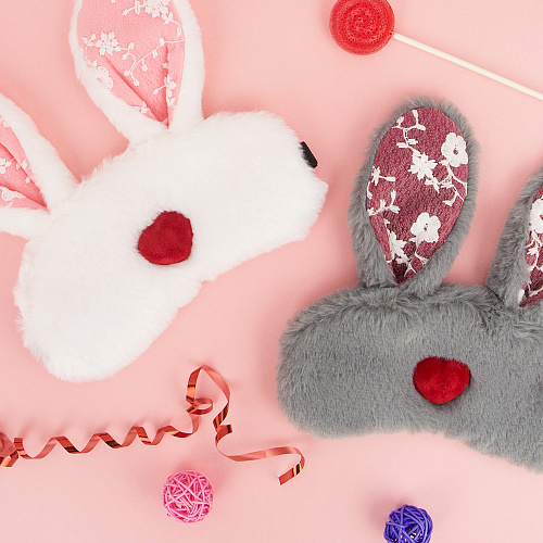 Маска для сна "Bunny Heart" (серая)