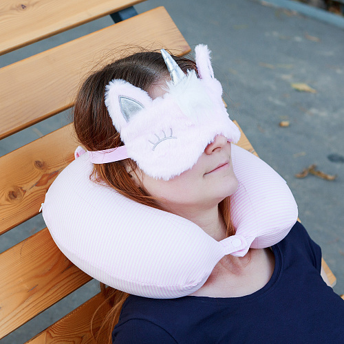 Подушка для путешествий, комплект "Однотонные" (розовые)