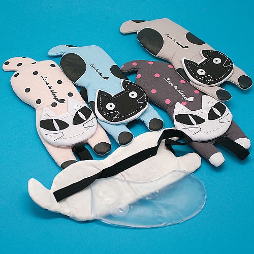 Маска для сна "Котик в полоску" (белая)