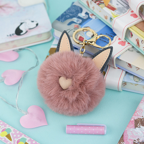 Брелок "Пушистый кот" (пудра)