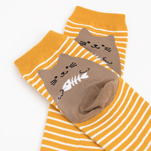Носки полосатые "Cat" (желтые)