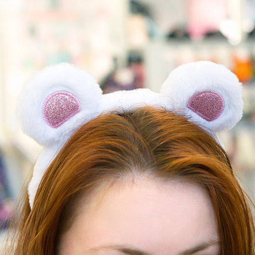 Ободок-повязка "Ушки мишки" (белый)