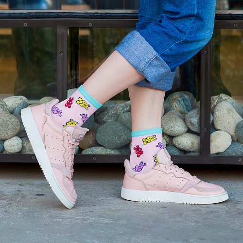 Носки "Мишки на розовом", разм.35-39