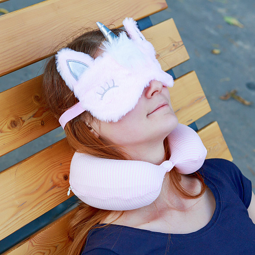 Подушка для путешествий, комплект "Однотонные" (розовые)