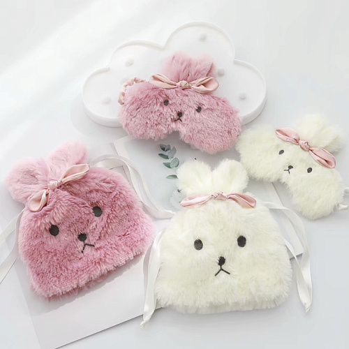 Маска для сна с бантиком "Кролик" (розовая)