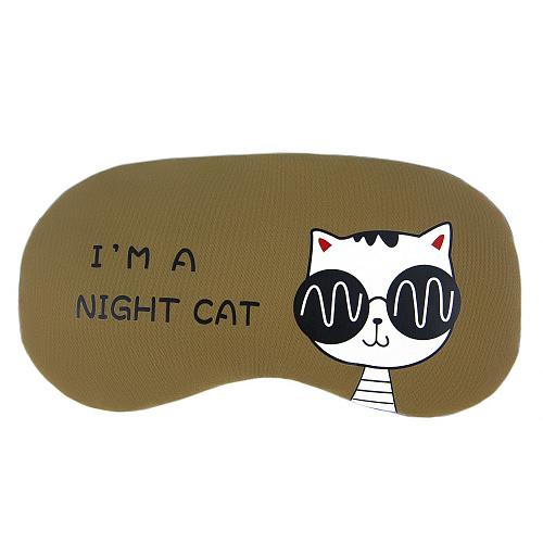 Маска для сна "Night cat" (бежевая)  с гелевой вставкой