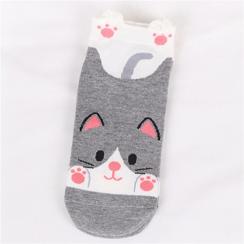 Носки короткие "Котик" (серые)