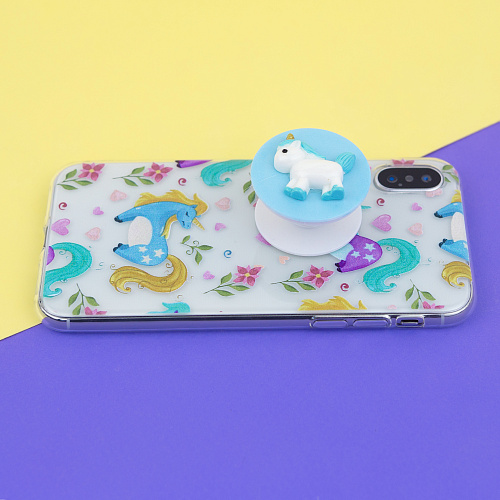Держатель для телефона/попсокет "Единорожка" (голубой)