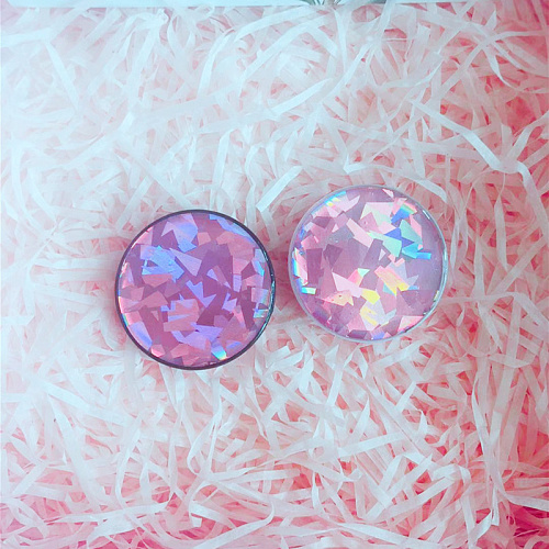 Держатель для телефона/попсокет "Глиттер" розовый с черным