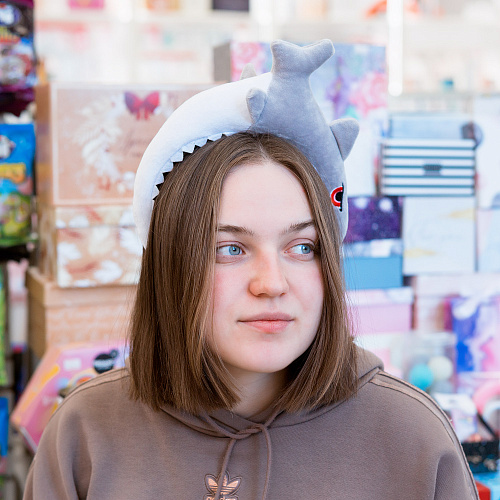 Повязка на голову "Акула", серый