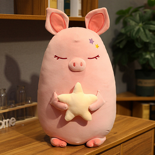 Игрушка-подушка "Свинка со звездой" (розовая)